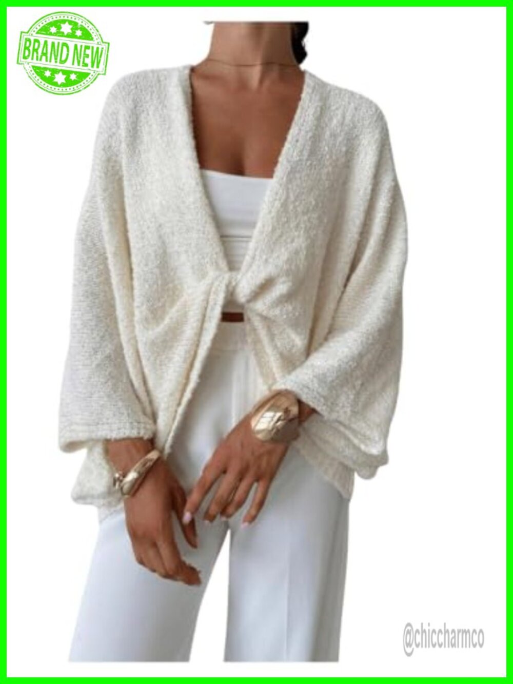 Women's Oversized Wrap Sweater Cropped Bat Wing Knit Pullover